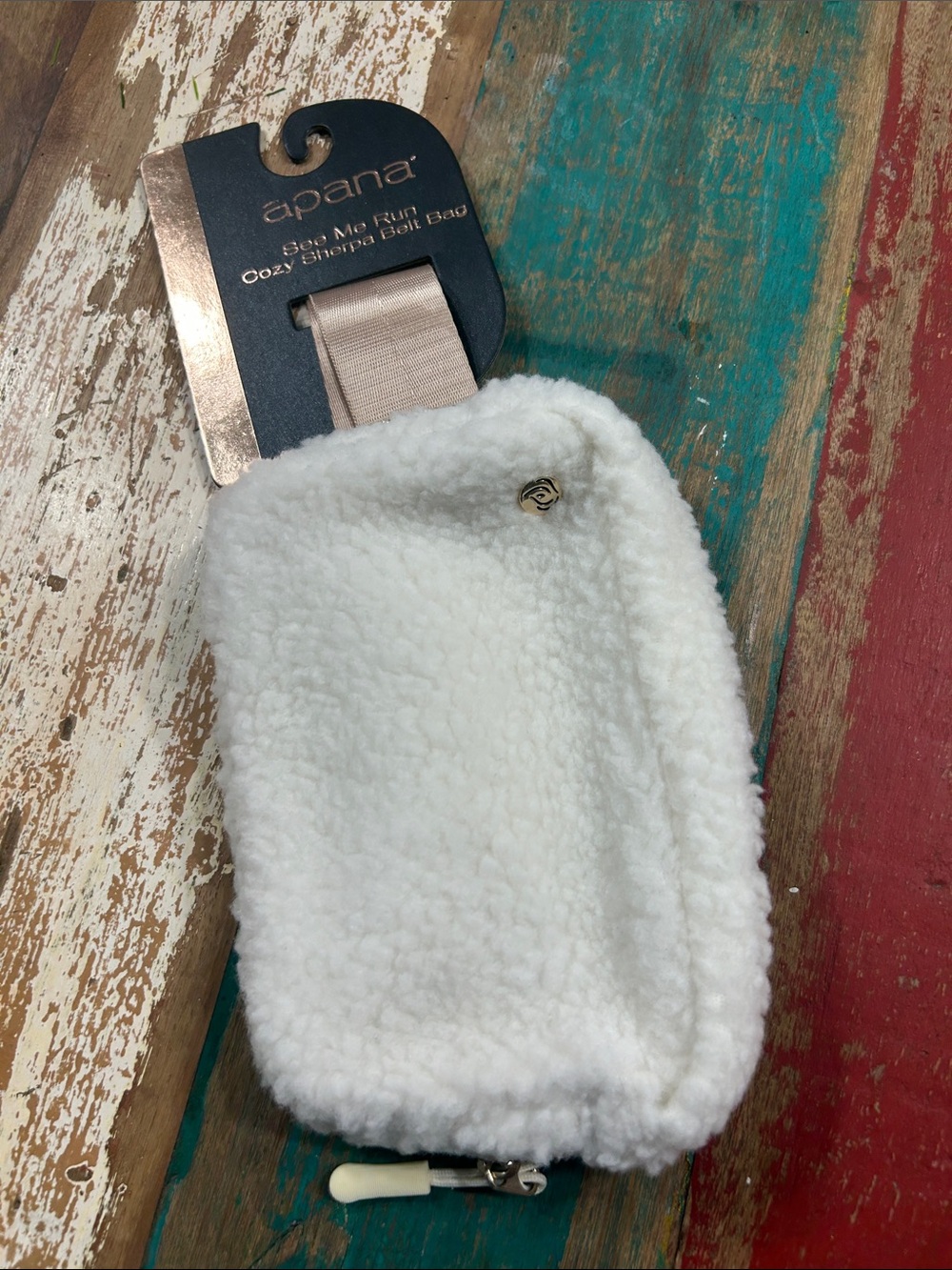 apana Cozy Sherpa Belt Bag in Cream